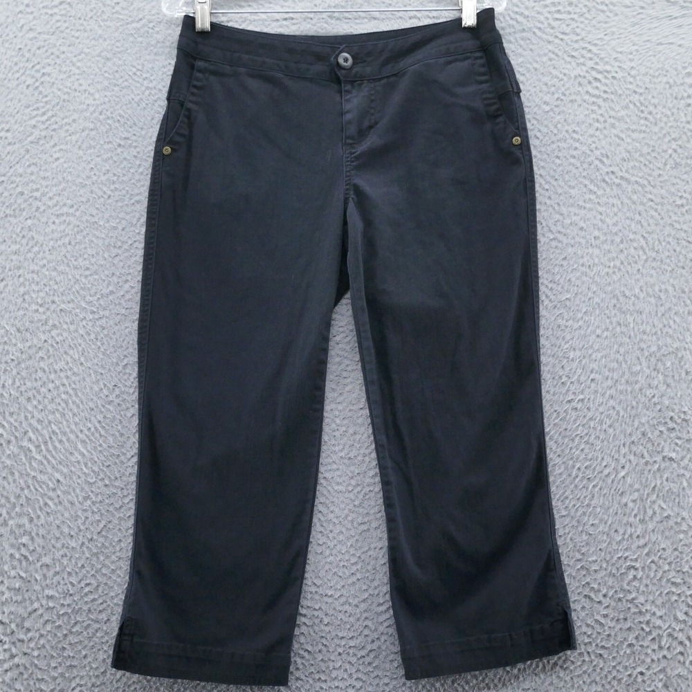 Woolrich Womens Black Stretch Cotton Capri Pants Size 4 Cropped Utility Trousers